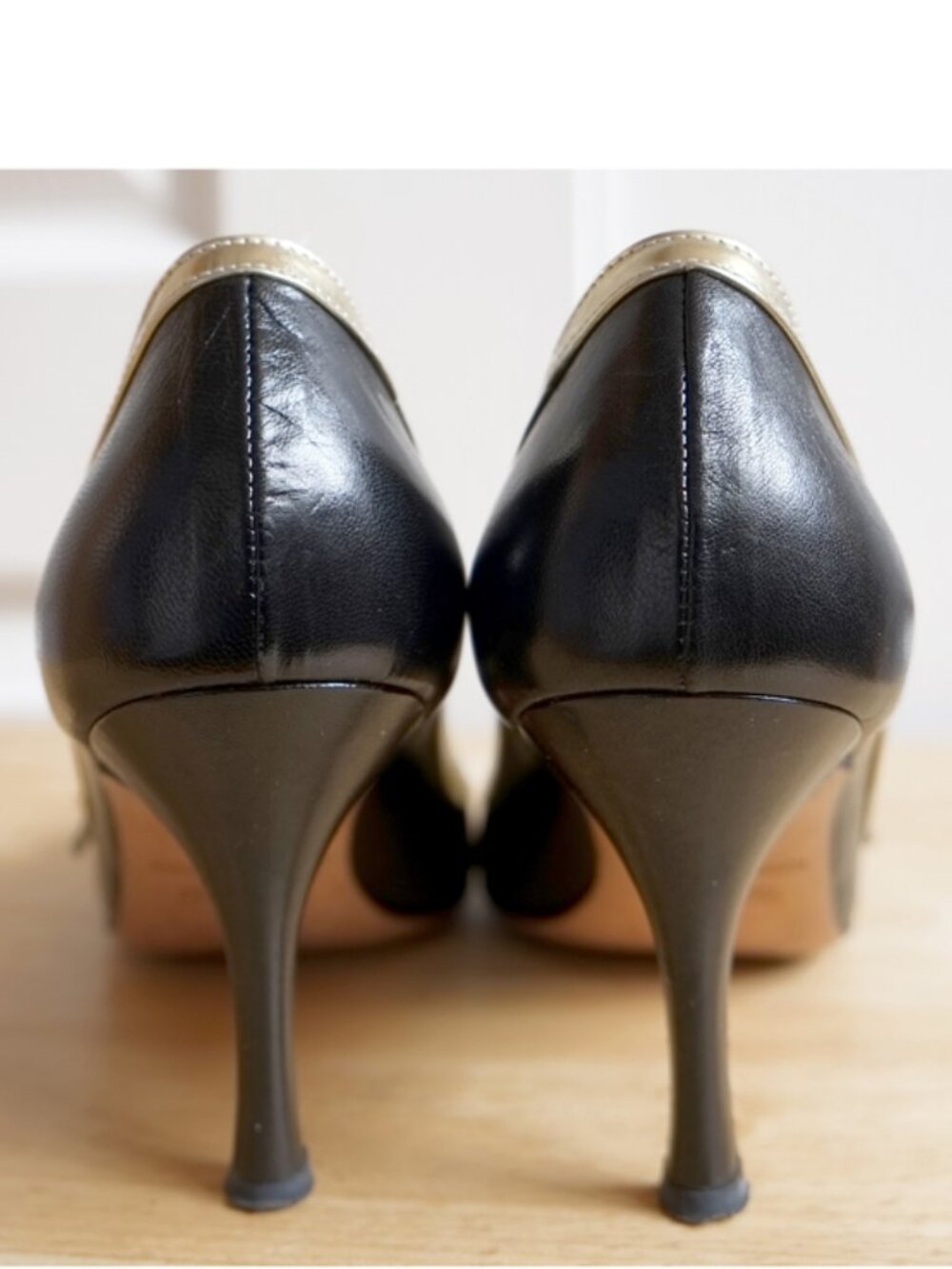 Luciano Padovan black and gold lamé leather shoes - Picture 7 of 15